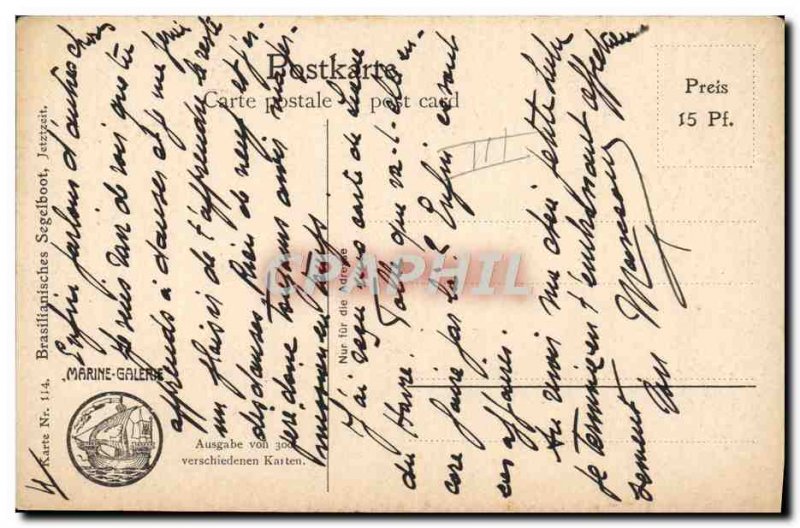 Postcard Old Boat Sailboat Breseil Brazil