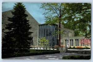 1960 New Rochelle New York Postcard Dining Hall Cafeteria College Building Field