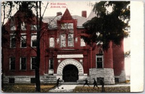 Auburn Indiana IND, 1908 High School Building, Main Entrance, Vintage Postcard