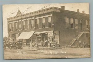 GEUDA SPRINGS KS STREET SCENE STORE FRONT CARS ANTIQUE REAL PHOTO POSTCARD RPPC