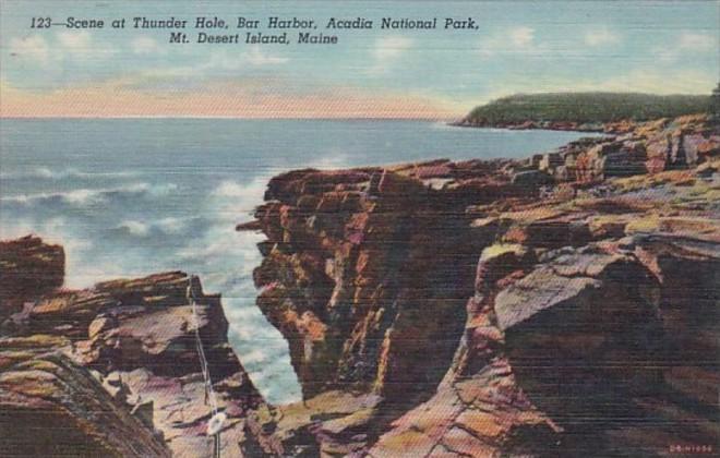 Maine Bar Harbor Scene At Thunder Hole Mt Desert Island Curteich