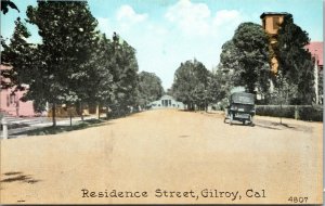 Vtg 1910s Residence Street Old Car Gilroy California CA Postcard