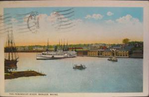 Penobscot River Bangor ME Postcard