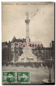 Old Postcard Marseille Place Castellane Fontaine Jules Cantini