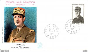 FDC France General De Gaulle Lille 19071 Militaria
