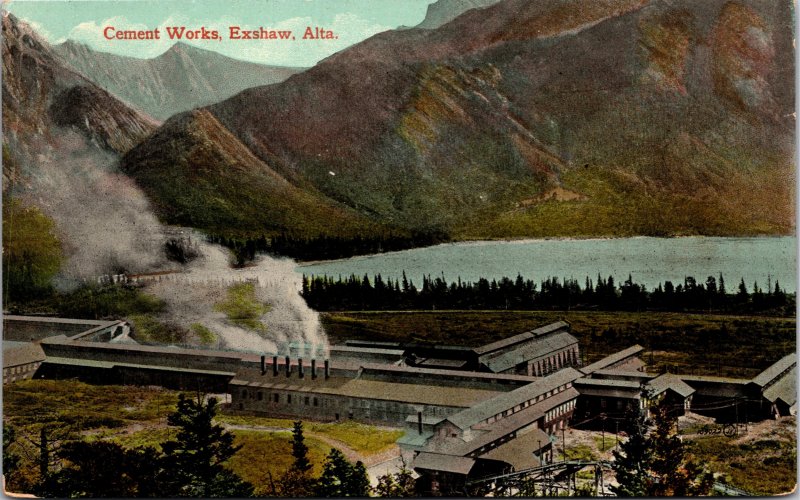 Exshaw Alberta Canada Cement Works Postcard used 1900s/10s