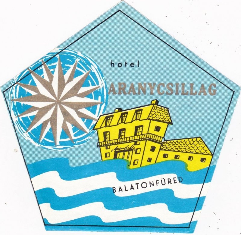 Hungary Balatonfured Hotel Aranycsillag Vintage Luggage Label lbl0101