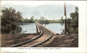 Moline Illinois IL Campbell's Island Dam Crossing c1910 Vintage Postcard