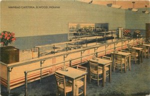 Indiana Elwood Mangas Cafeteria Interior Postcard roadside Lewellyn 22-6027
