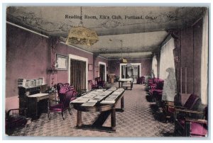 1908 Reading Room Elk's Club Interior Portland Oregon OR Posted Vintage Postcard