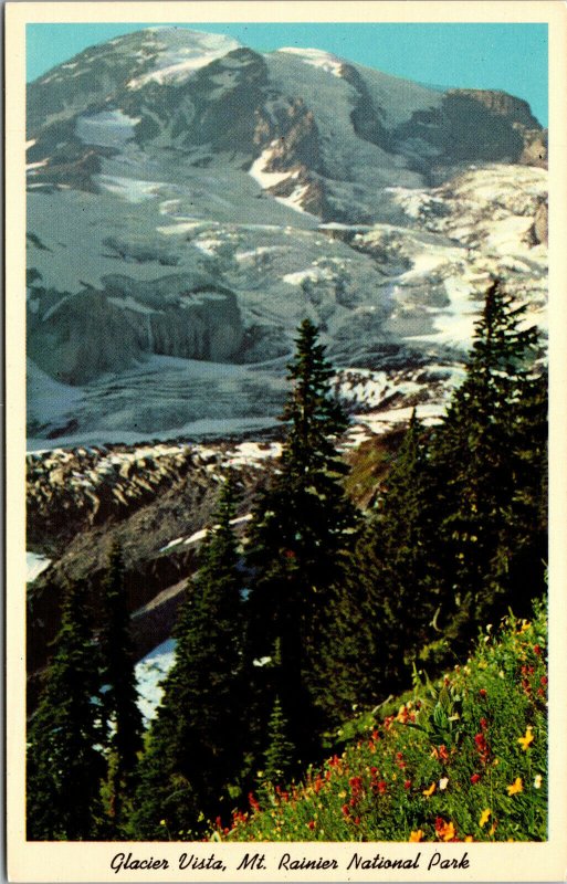 Vtg 1950s Glacier Vista Mt Rainier National Park Washington WA Postcard