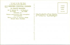Chicago, IL Illinois RR WESTERN COCKTAIL LOUNGE & CHUCK WAGON ca1950's Postcard
