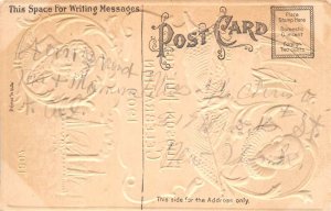 1909 Hudson Fulton Celebration Greetings Embossed Airbrushed Postcard AA74563