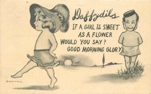 Postcard 1912 Daffodil Cob Shinn Comic humor romance 22-13034