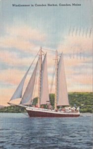 Maine Camden Windjammer In Camden Harbor 1952