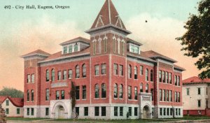 Vintage Postcard 1910's City Hall Building Eugene Oregon OR