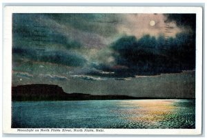 1949 Moonlight on North Platte River North Platte Nebraska NE Postcard