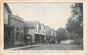 H98/ Silver Springs Pennsylvania Postcard c1910 Main Street Church Stores 10