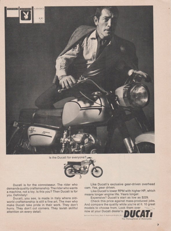 1966 Print Ad Ducati 160 Monza Jr Motorcycle,  Is Ducati for Everyone? Playboy