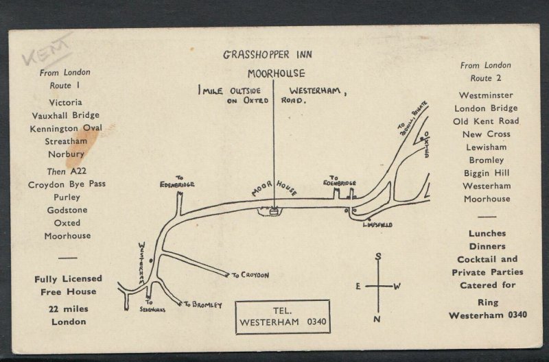 Kent Postcard - The Moorhouse, Grasshopper Inn, Westerham   MB2055