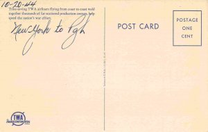TWA Airlines Plane Aircraft Takeoff 1944 postcard