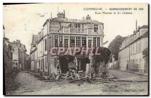 Old Postcard Compiegne Bombing Mosnier streets and castle Militaria