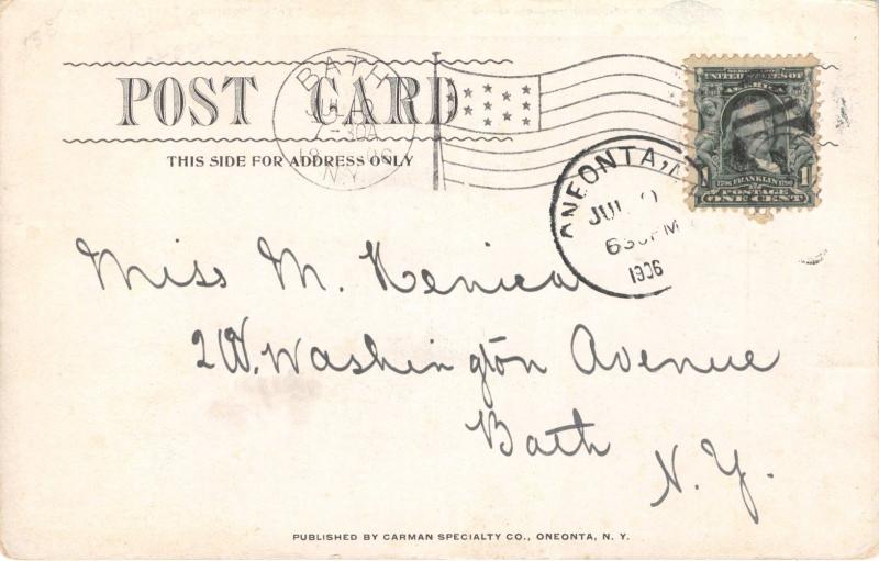 ONEONTA NEW YORK STATE ARMORY CARMAN UDB POSTCARD c1906