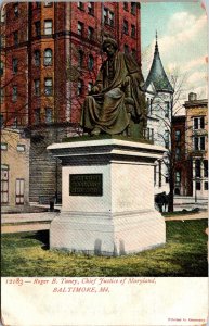 Statue of Roger Taney Chief Justice of MD, Baltimore MD UDB Vintage Postcard S77