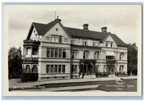 Orsa Dalarna Co. Sweden RPPC Photo Postcard The Railway Hotel c1920's Antique