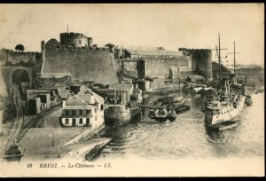 Brest, France, Chateau and Harbor. Ships. Levy et Neurdein Reunis. Circa 1920