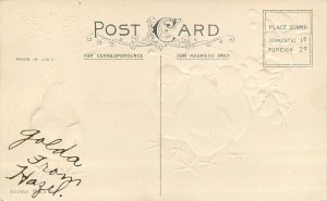 Embossed Easter Postcard Chicks Look at Lady Bug Stecher 843B Purple & Green