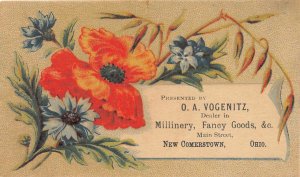 H63/ Victorian Trade Card Vogenitz Millinery Fanoy Goods Newcomerstown Ohio