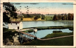 Petersburg VA The City Reservoir - VINTAGE POSTCARD - ROADWAY WATER