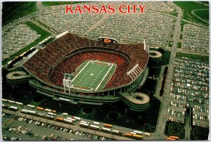 VINTAGE CONTINENTAL SIZED POSTCARD AERIAL VIEW HARRY S. TRUMAN FOOTBALL STADIUM