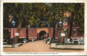 Postcard MD Baltimore Pikesville Entrance to Confederate Soldiers' Home V206