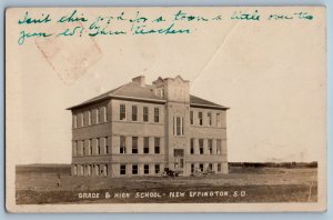 c1910 Grade & High School Building New Effington SD RPPC Photo Postcard