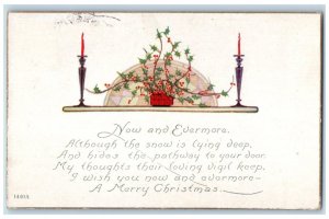 1924 Merry Christmas Holly Berries Candle Brownsville Oregon OR Antique Postcard
