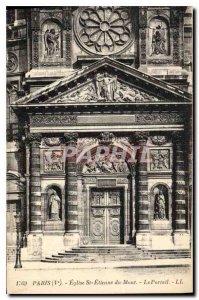 Postcard Old Paris Ve Church St Etienne du Mont Portal