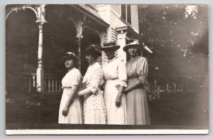 Edwardian Ladies RPPC Four Lovely Women Summer Dresses c1910 Postcard D28