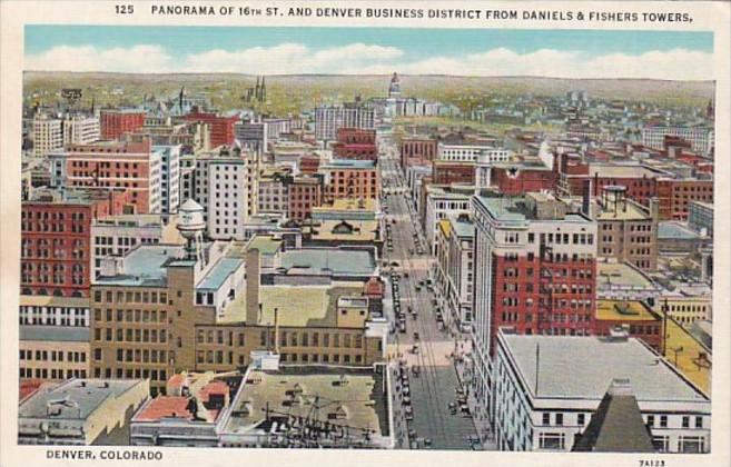 Colorado Denver Panorama Of 16th Street & Business District From Daniels ...