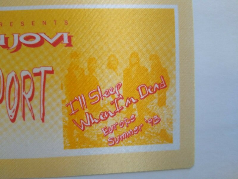 Bon Jovi Backstage Concert Pass Original 1993 Hard Rock Music Europe Summer Tour