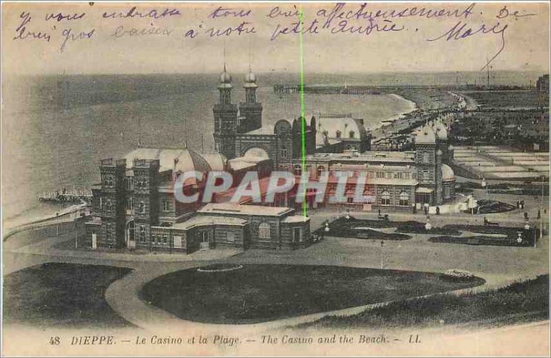 Old Postcard Dieppe Casino and the Beach