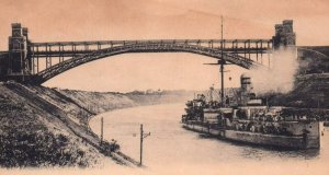 SMS Baden Under Kaiser Wilhelm Canal Bridge German Imperial Navy WWI c.1910s