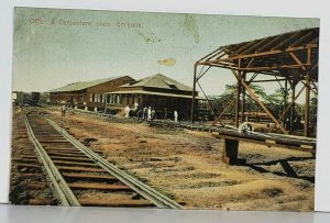 Panama Canal 1910 Office & Carpenters' Shop Gorgona Railroad Workers Postcard K1