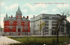 Toledo OH Memorial Hall and Masonic Temple c1913 Postcard G45