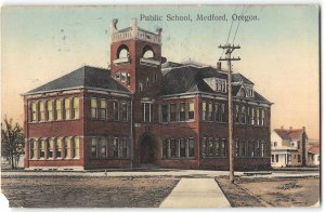Public School, Medford, Oregon Jackson County 1916 Hand-Colored Vintage Postcard
