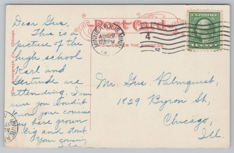 Minneapolis Minnesota~West Side High School~Vintage Postcard