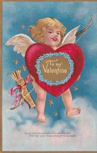 Valentine's Day Cupid With Large Red Heart