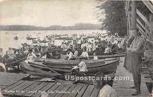 Waiting for the Carnival Boats - Lake Huntington, New York NY Postcard