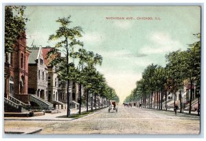 1908 Michigan Avenue Carriage Scene Chicago Illinois IL Posted Vintage Postcard